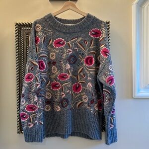 Zara knit floral embroidered sweater
